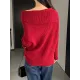 Solid Color Long Sleeves Loose Off-the-shoulder Sweater Pullovers Knitwear Solid Color Long Sleeves Loose Off-the-shoulder Sweater Pullovers Knitwear
