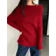 Solid Color Long Sleeves Loose Off-the-shoulder Sweater Pullovers Knitwear Solid Color Long Sleeves Loose Off-the-shoulder Sweater Pullovers Knitwear