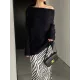 Solid Color Long Sleeves Loose Off-the-shoulder Sweater Pullovers Knitwear Solid Color Long Sleeves Loose Off-the-shoulder Sweater Pullovers Knitwear