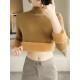 Skinny Solid Color Half Turtleneck Sweater Tops Skinny Solid Color Half Turtleneck Sweater Tops