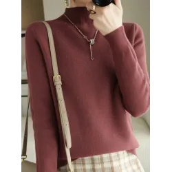 Skinny Solid Color Half Turtleneck Sweater Tops