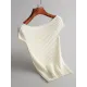 Solid Color Short Sleeves Skinny Boat Neck Sweater Pullovers Knitwear Solid Color Short Sleeves Skinny Boat Neck Sweater Pullovers Knitwear
