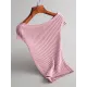 Solid Color Short Sleeves Skinny Boat Neck Sweater Pullovers Knitwear Solid Color Short Sleeves Skinny Boat Neck Sweater Pullovers Knitwear
