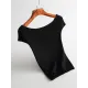Solid Color Short Sleeves Skinny Boat Neck Sweater Pullovers Knitwear Solid Color Short Sleeves Skinny Boat Neck Sweater Pullovers Knitwear