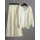 Urban Loose Solid Color V-Neck Sweater Tops& Wide Leg Pants Suits Urban Loose Solid Color V-Neck Sweater Tops& Wide Leg Pants Suits