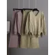 Urban Loose Solid Color V-Neck Sweater Tops& Wide Leg Pants Suits Urban Loose Solid Color V-Neck Sweater Tops& Wide Leg Pants Suits