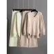 Urban Loose Solid Color V-Neck Sweater Tops& Wide Leg Pants Suits Urban Loose Solid Color V-Neck Sweater Tops& Wide Leg Pants Suits