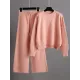 Urban Loose Long Sleeves Solid Color Round-Neck High-Low Sweater Tops & Wide Leg Pants Suits Urban Loose Long Sleeves Solid Color Round-Neck High-Low Sweater Tops & Wide Leg Pants Suits