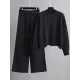 Urban Loose Long Sleeves Solid Color Round-Neck High-Low Sweater Tops & Wide Leg Pants Suits Urban Loose Long Sleeves Solid Color Round-Neck High-Low Sweater Tops & Wide Leg Pants Suits