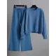 Urban Loose Long Sleeves Solid Color Round-Neck High-Low Sweater Tops & Wide Leg Pants Suits Urban Loose Long Sleeves Solid Color Round-Neck High-Low Sweater Tops & Wide Leg Pants Suits