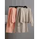 Urban Loose Long Sleeves Solid Color Round-Neck High-Low Sweater Tops & Wide Leg Pants Suits Urban Loose Long Sleeves Solid Color Round-Neck High-Low Sweater Tops & Wide Leg Pants Suits