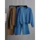 Urban Loose Long Sleeves Solid Color Round-Neck High-Low Sweater Tops & Wide Leg Pants Suits Urban Loose Long Sleeves Solid Color Round-Neck High-Low Sweater Tops & Wide Leg Pants Suits
