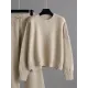 Urban Loose Long Sleeves Solid Color Round-Neck High-Low Sweater Tops & Wide Leg Pants Suits Urban Loose Long Sleeves Solid Color Round-Neck High-Low Sweater Tops & Wide Leg Pants Suits