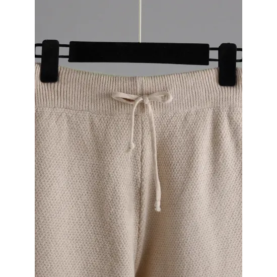 Urban Loose Long Sleeves Solid Color Round-Neck High-Low Sweater Tops & Wide Leg Pants Suits Urban Loose Long Sleeves Solid Color Round-Neck High-Low Sweater Tops & Wide Leg Pants Suits
