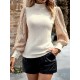 Sequined Split-Joint Bishop Sleeve Long Sleeves High-Neck Sweater Tops Pullovers Sequined Split-Joint Bishop Sleeve Long Sleeves High-Neck Sweater Tops Pullovers