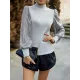 Sequined Split-Joint Bishop Sleeve Long Sleeves High-Neck Sweater Tops Pullovers Sequined Split-Joint Bishop Sleeve Long Sleeves High-Neck Sweater Tops Pullovers