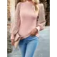 Sequined Split-Joint Bishop Sleeve Long Sleeves High-Neck Sweater Tops Pullovers Sequined Split-Joint Bishop Sleeve Long Sleeves High-Neck Sweater Tops Pullovers