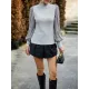 Sequined Split-Joint Bishop Sleeve Long Sleeves High-Neck Sweater Tops Pullovers Sequined Split-Joint Bishop Sleeve Long Sleeves High-Neck Sweater Tops Pullovers