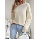 Solid Color Long Sleeves Loose Round-Neck Sweater Pullovers Solid Color Long Sleeves Loose Round-Neck Sweater Pullovers