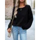 Solid Color Long Sleeves Loose Round-Neck Sweater Pullovers Solid Color Long Sleeves Loose Round-Neck Sweater Pullovers