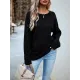 Solid Color Long Sleeves Loose Round-Neck Sweater Pullovers Solid Color Long Sleeves Loose Round-Neck Sweater Pullovers