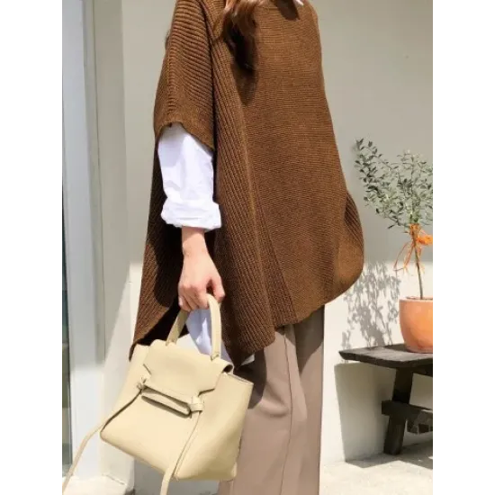 Casual Loose Split-Side Round-Neck Sweater Tops Casual Loose Split-Side Round-Neck Sweater Tops