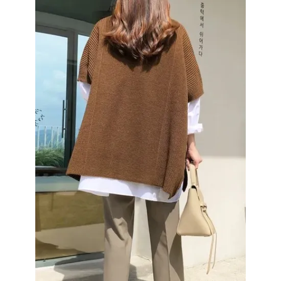 Casual Loose Split-Side Round-Neck Sweater Tops Casual Loose Split-Side Round-Neck Sweater Tops