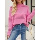 Hollow Solid Color Long Sleeves Loose Round-Neck Sweater Tops Pullovers Knitwear Hollow Solid Color Long Sleeves Loose Round-Neck Sweater Tops Pullovers Knitwear