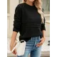 Hollow Solid Color Long Sleeves Loose Round-Neck Sweater Tops Pullovers Knitwear Hollow Solid Color Long Sleeves Loose Round-Neck Sweater Tops Pullovers Knitwear