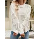 Hollow Solid Color Long Sleeves Loose Round-Neck Sweater Tops Pullovers Knitwear Hollow Solid Color Long Sleeves Loose Round-Neck Sweater Tops Pullovers Knitwear