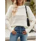 Hollow Solid Color Long Sleeves Loose Round-Neck Sweater Tops Pullovers Knitwear Hollow Solid Color Long Sleeves Loose Round-Neck Sweater Tops Pullovers Knitwear