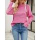 Hollow Solid Color Long Sleeves Loose Round-Neck Sweater Tops Pullovers Knitwear Hollow Solid Color Long Sleeves Loose Round-Neck Sweater Tops Pullovers Knitwear