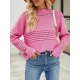 Hollow Solid Color Long Sleeves Loose Round-Neck Sweater Tops Pullovers Knitwear Hollow Solid Color Long Sleeves Loose Round-Neck Sweater Tops Pullovers Knitwear