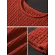 Artistic Retro Loose Long Sleeves Jacquard Solid Color Round-Neck Sweater Tops