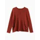 Artistic Retro Loose Long Sleeves Jacquard Solid Color Round-Neck Sweater Tops
