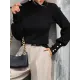 Beaded Split-Joint Long Sleeves Loose High-neck Sweater Tops Pullovers Knitwear Beaded Split-Joint Long Sleeves Loose High-neck Sweater Tops Pullovers Knitwear