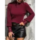 Beaded Split-Joint Long Sleeves Loose High-neck Sweater Tops Pullovers Knitwear Beaded Split-Joint Long Sleeves Loose High-neck Sweater Tops Pullovers Knitwear