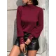 Beaded Split-Joint Long Sleeves Loose High-neck Sweater Tops Pullovers Knitwear Beaded Split-Joint Long Sleeves Loose High-neck Sweater Tops Pullovers Knitwear