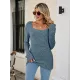 Casual Long Sleeves Skinny Solid Color Square-Neck Sweater Tops Casual Long Sleeves Skinny Solid Color Square-Neck Sweater Tops