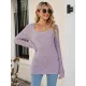 Casual Long Sleeves Skinny Solid Color Square-Neck Sweater Tops Casual Long Sleeves Skinny Solid Color Square-Neck Sweater Tops