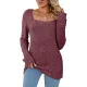 Casual Long Sleeves Skinny Solid Color Square-Neck Sweater Tops Casual Long Sleeves Skinny Solid Color Square-Neck Sweater Tops