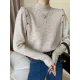 Buttoned Split-Joint Long Sleeves High-Neck Sweater Tops Buttoned Split-Joint Long Sleeves High-Neck Sweater Tops