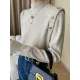Buttoned Split-Joint Long Sleeves High-Neck Sweater Tops Buttoned Split-Joint Long Sleeves High-Neck Sweater Tops
