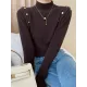 Buttoned Split-Joint Long Sleeves High-Neck Sweater Tops Buttoned Split-Joint Long Sleeves High-Neck Sweater Tops