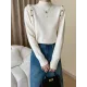 Buttoned Split-Joint Long Sleeves High-Neck Sweater Tops Buttoned Split-Joint Long Sleeves High-Neck Sweater Tops