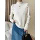 Buttoned Split-Joint Long Sleeves High-Neck Sweater Tops Buttoned Split-Joint Long Sleeves High-Neck Sweater Tops