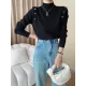 Buttoned Split-Joint Long Sleeves High-Neck Sweater Tops Buttoned Split-Joint Long Sleeves High-Neck Sweater Tops