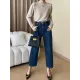 Buttoned Split-Joint Long Sleeves High-Neck Sweater Tops Buttoned Split-Joint Long Sleeves High-Neck Sweater Tops