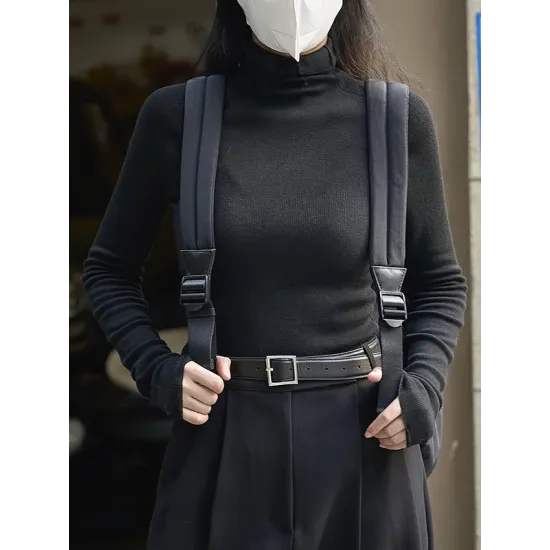 Solid Color Long Sleeves Skinny High-Neck Sweater Tops Pullovers Solid Color Long Sleeves Skinny High-Neck Sweater Tops Pullovers