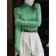 Solid Color Long Sleeves Skinny High-Neck Sweater Tops Pullovers Solid Color Long Sleeves Skinny High-Neck Sweater Tops Pullovers